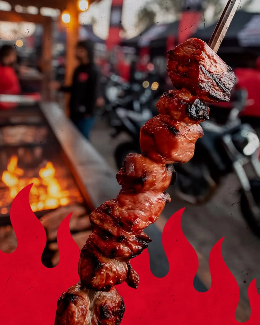 Espeto de churrasco na brasa